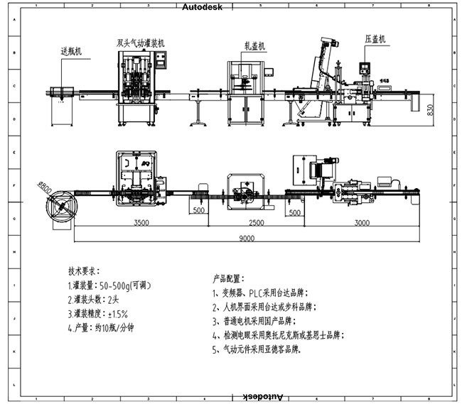 自动双头酱料灌装锁口生产线(图1)